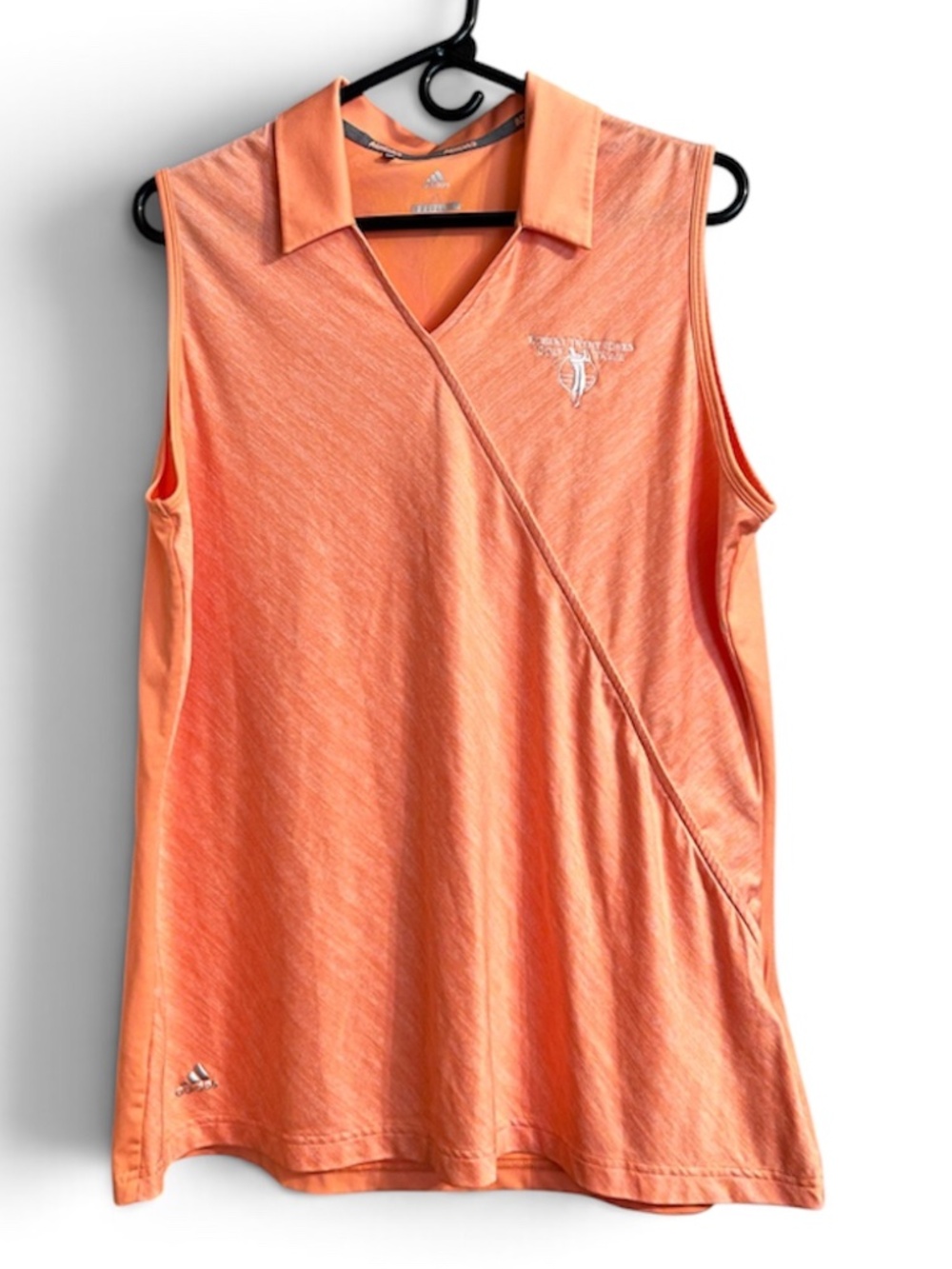 adidas Women’s Tangerine Orange Collard Polo Sleeveless Golf Shirt Sz-XL